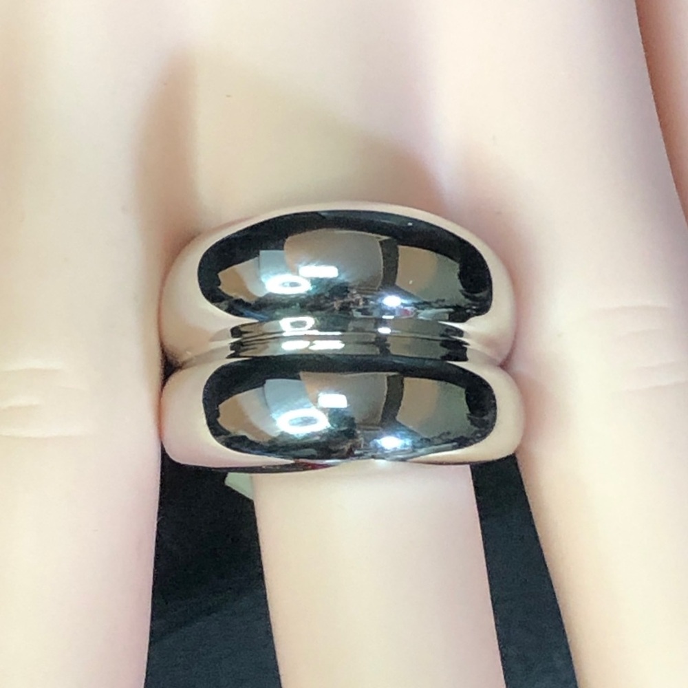 Silver Wide Band Dome Chunky Statement Ring Designer Camille Lucie France